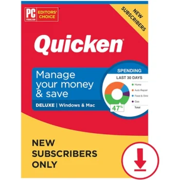 Intuit Quicken 2021 Deluxe Edition pour Windows et Mac - Abonnement d&#039;un an (téléchargement électronique)