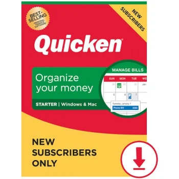 Intuit Quicken 2021 Starter Edition pour Windows et Mac - Abonnement d&#039;un an (téléchargement électronique)