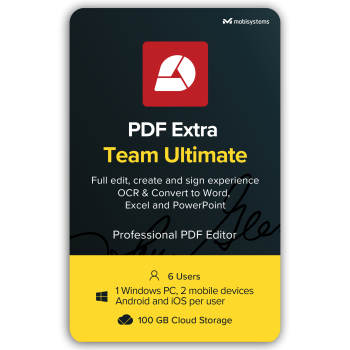 PDF Extra Team Ultimate for Windows, Android, IOS -  Edit, Protect, Annotate, Fill and Sign PDFs - 1 Year 6 Users