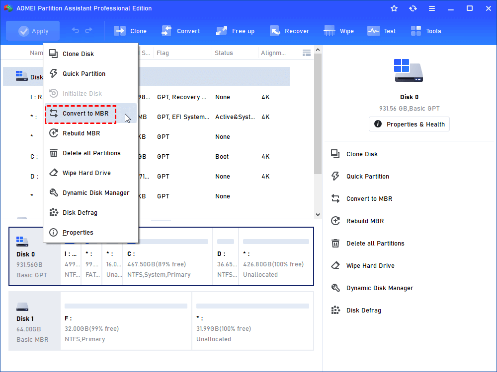 Versatile Disk Conversion - AOMEI Partition Assistant Professional Features - Softwarehubs Versatile Disk Conversion - AOMEI Partition Assistant Professional Features - Softwarehubs