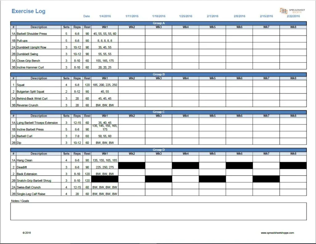 5+ Excel Templates for Tracking Fitness Progress