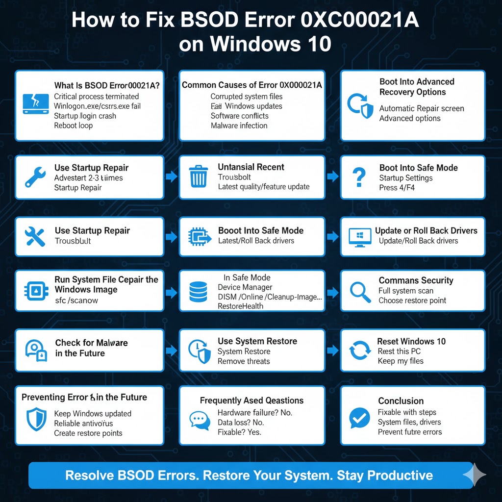 How to Fix BSOD Error 0xC000021A on Windows 10
