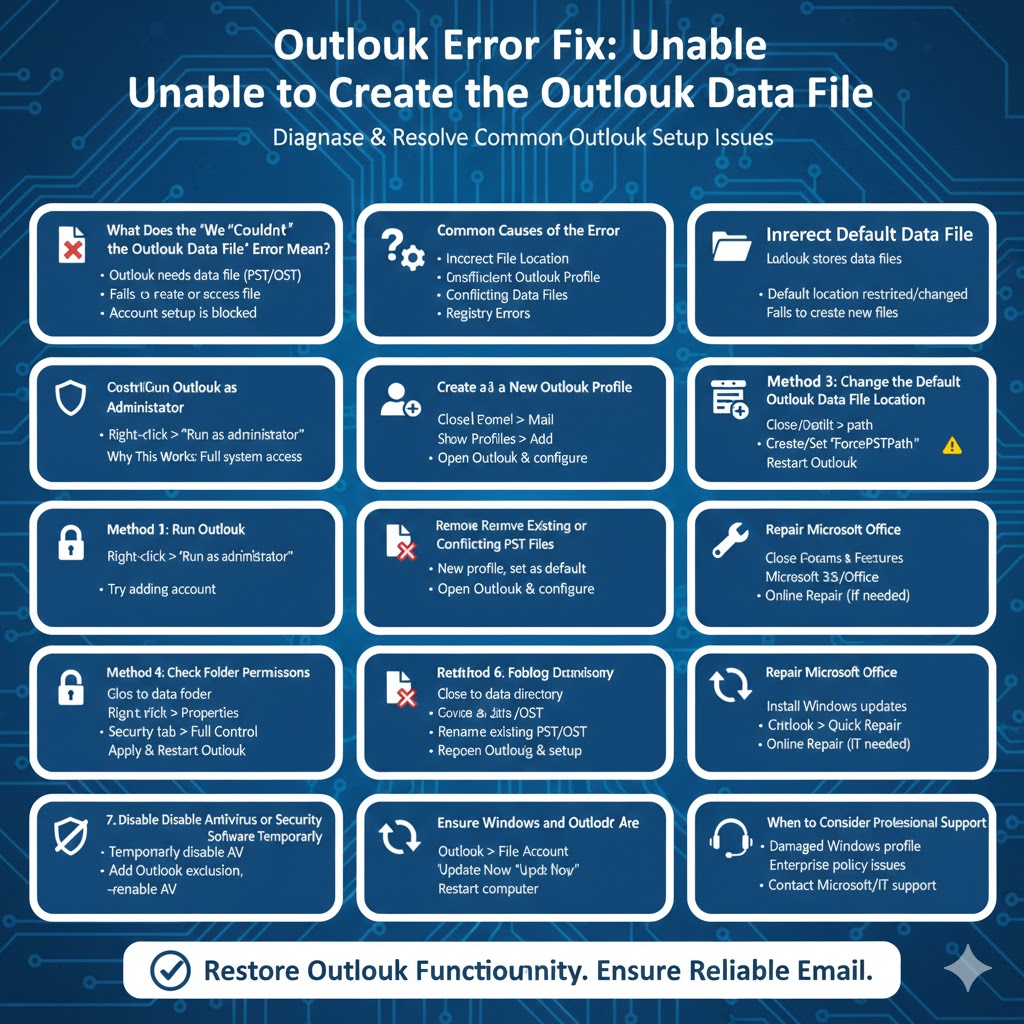 Outlook Error Fix: Unable to Create the Outlook Data File – 2026