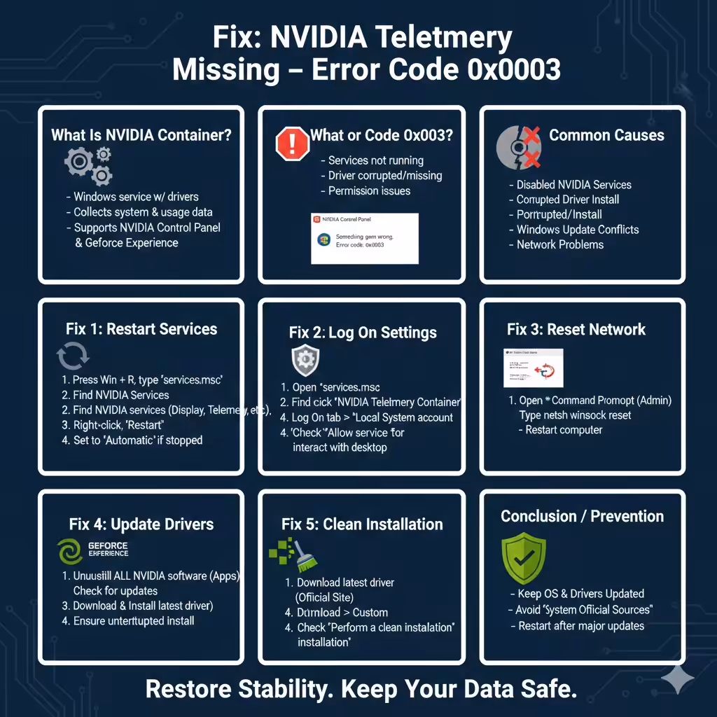 Fix: Nvidia Telemetry Container Missing – Error Code 0x0003