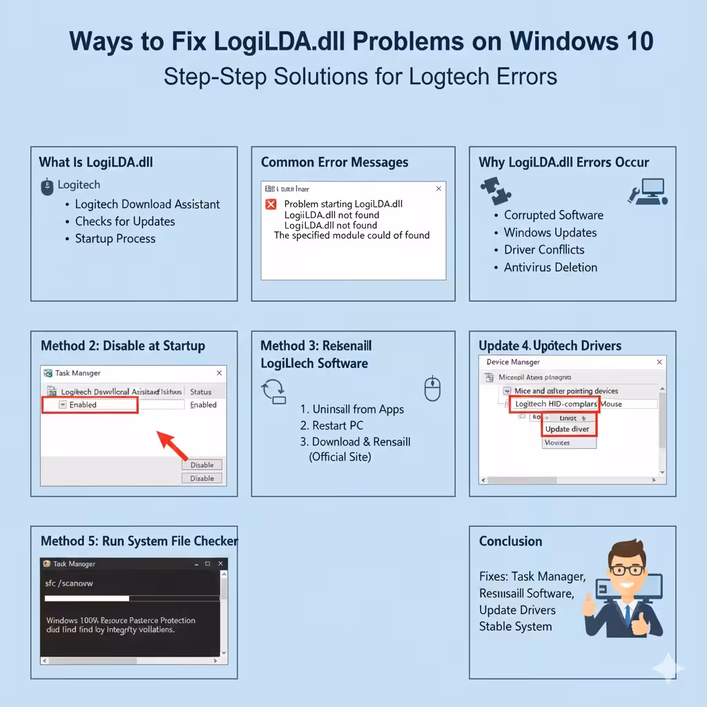 Ways to Fix LogiLDA.dll Problems on Windows 10