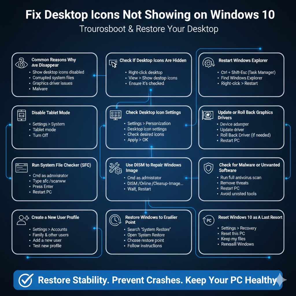 Fix Desktop Icons Not Showing on Windows 10