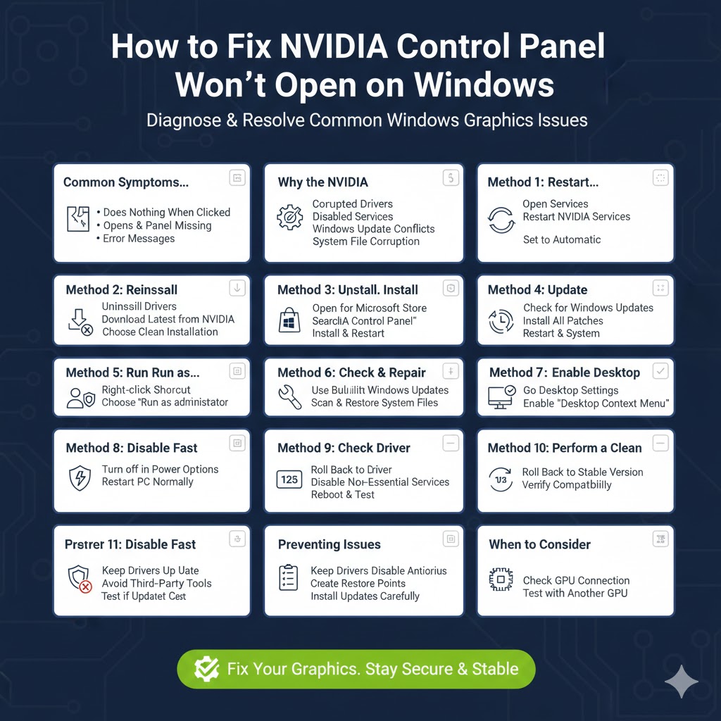 NVIDIA Control Panel Won’t Open on Windows: How to Fix It – 2026