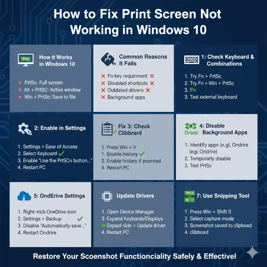 How to Fix Print Screen Not Working in Windows 10