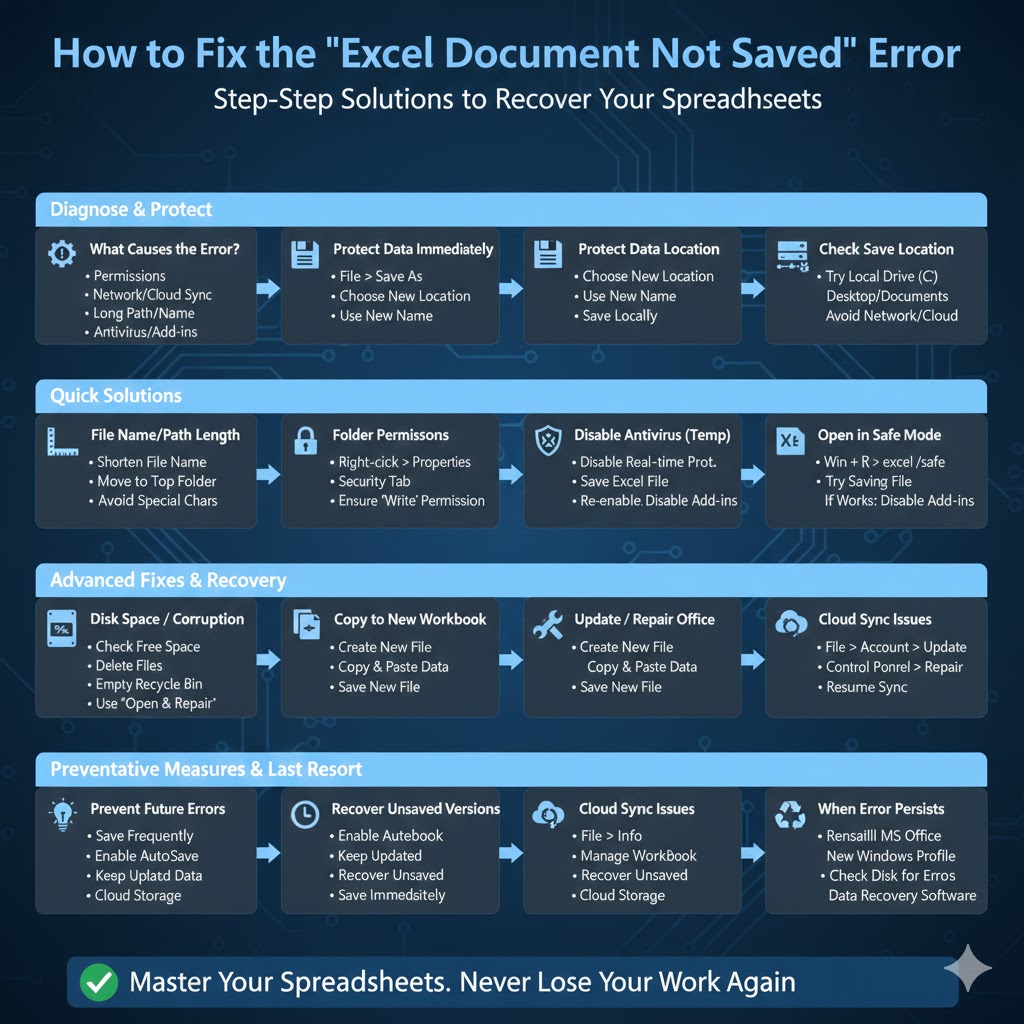 How to Fix the “Excel Document Not Saved” Error – 2026