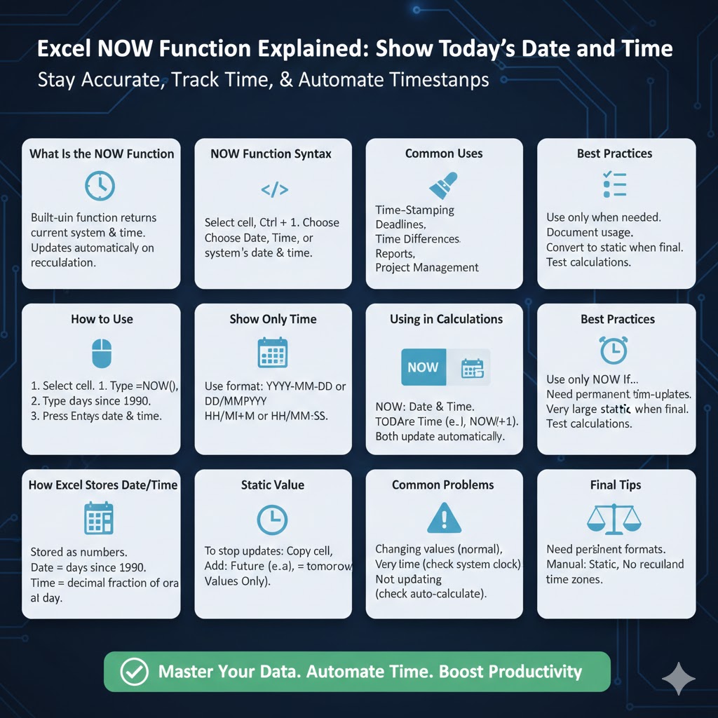 Excel NOW Function Explained: Show Today’s Date and Time - 2026 5 Excel NOW Function2