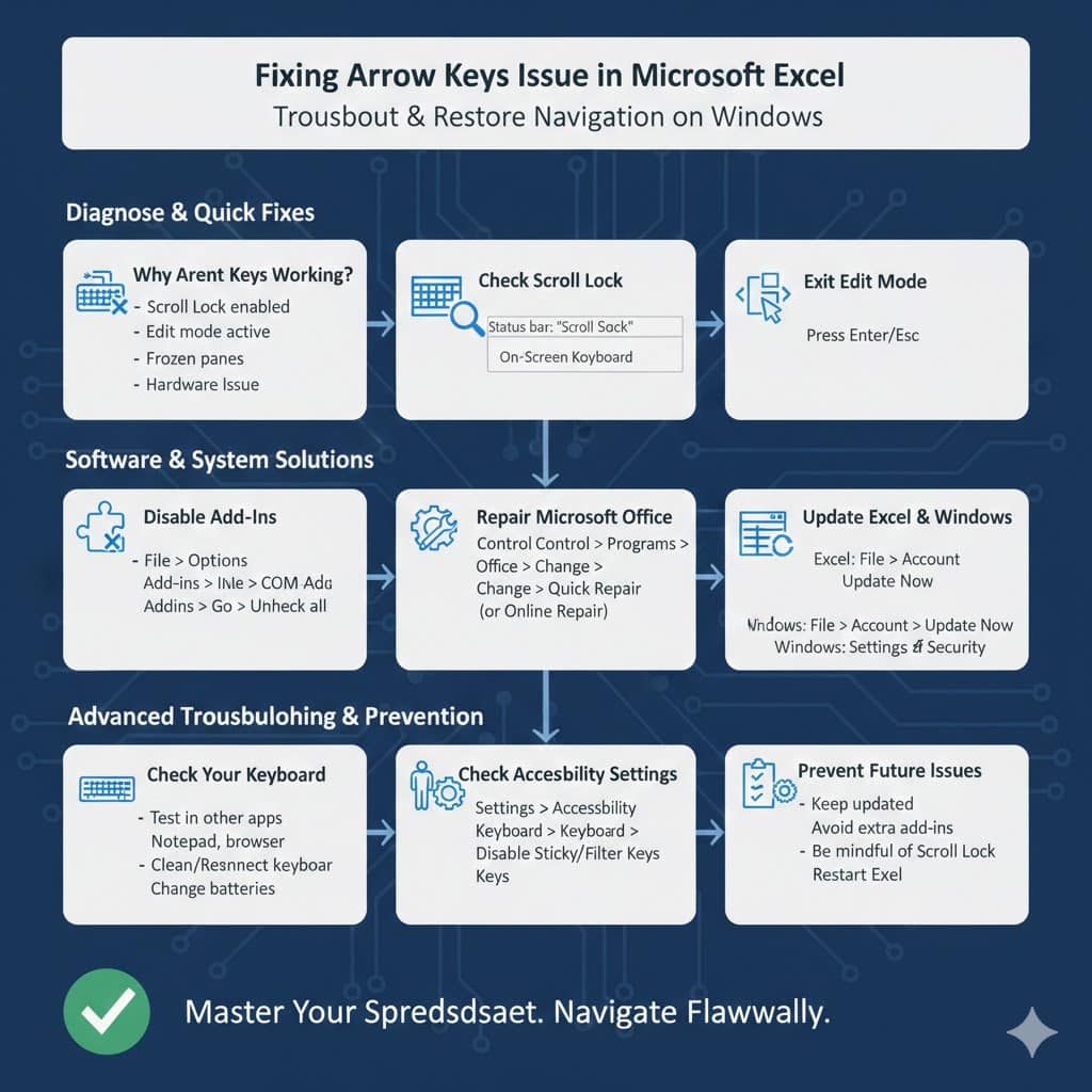 Fixing Arrow Keys Issue in Microsoft Excel - 2026 3 Fixing Arrow Keys Issue