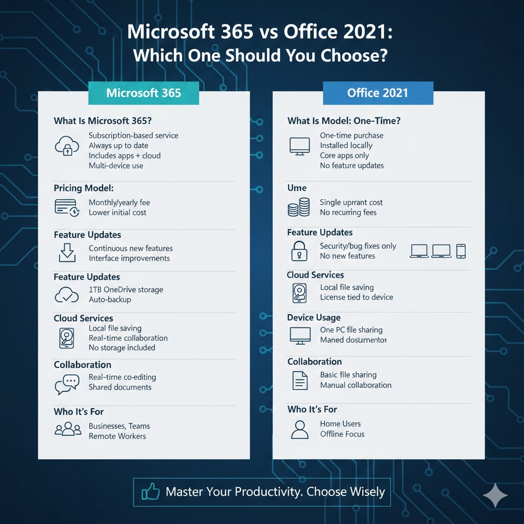 Microsoft 365 vs Office 20212