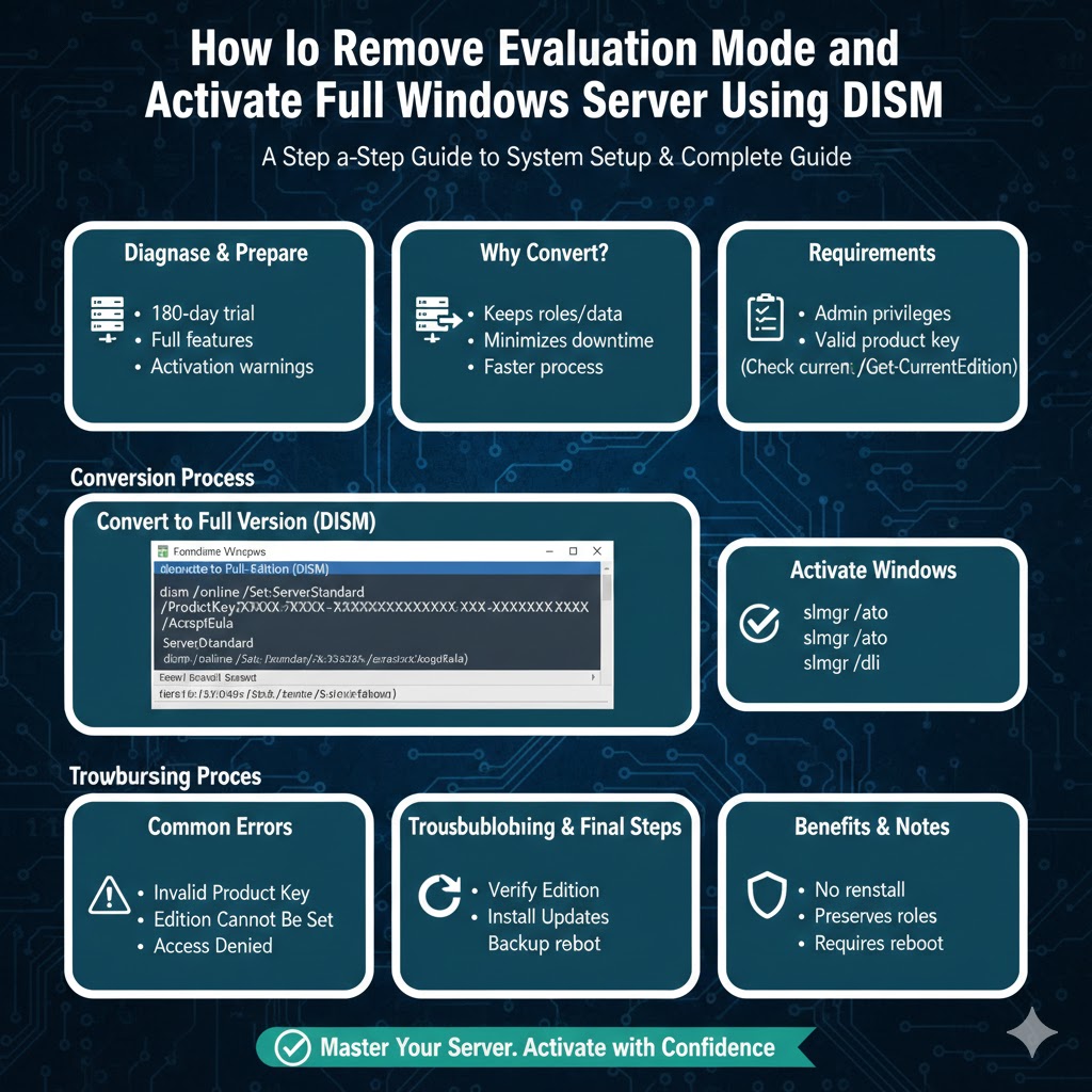 How to Remove Evaluation Mode and Activate Full Windows Server Using DISM – 2026