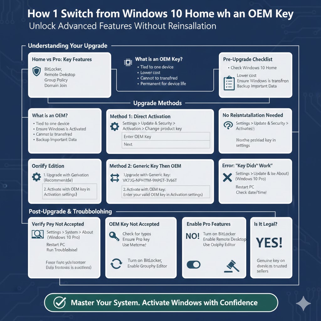 How to Switch from Windows 10 Home to Pro with an OEM Key
