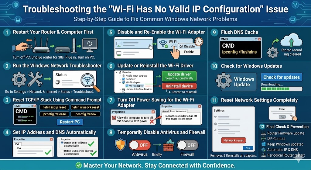 Troubleshooting the “Wi-Fi Has No Valid IP Configuration” Issue – 2026