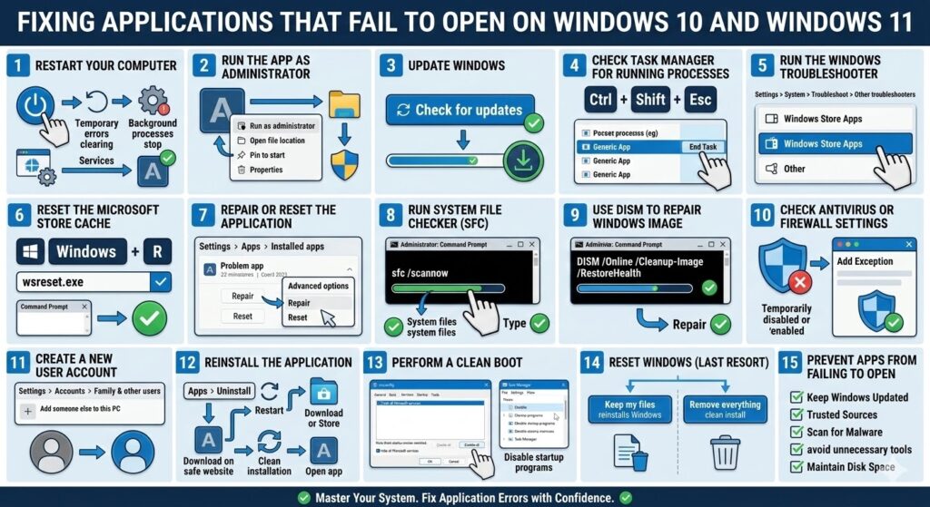 Fixing Applications That Fail to Open on Windows 10 and Windows 11