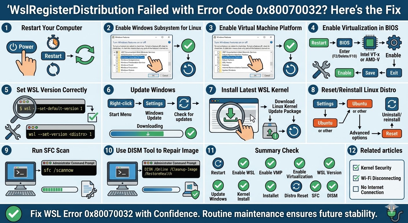 WslRegisterDistribution Failed with Error Code 0x80070032? Here’s the Fix 4 Code 0x80070032