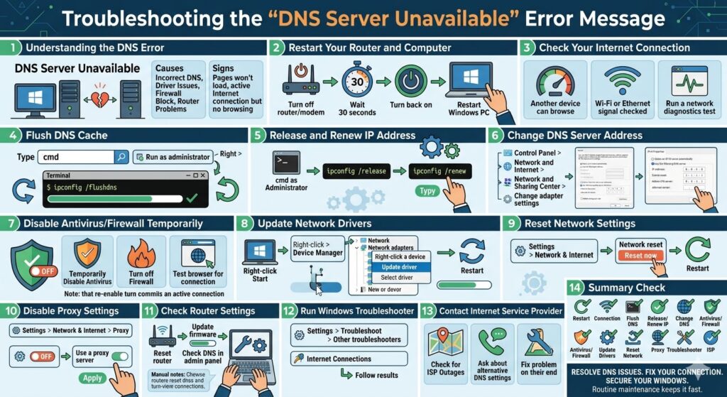 Troubleshooting the “DNS Server Unavailable” Error Message – 2026