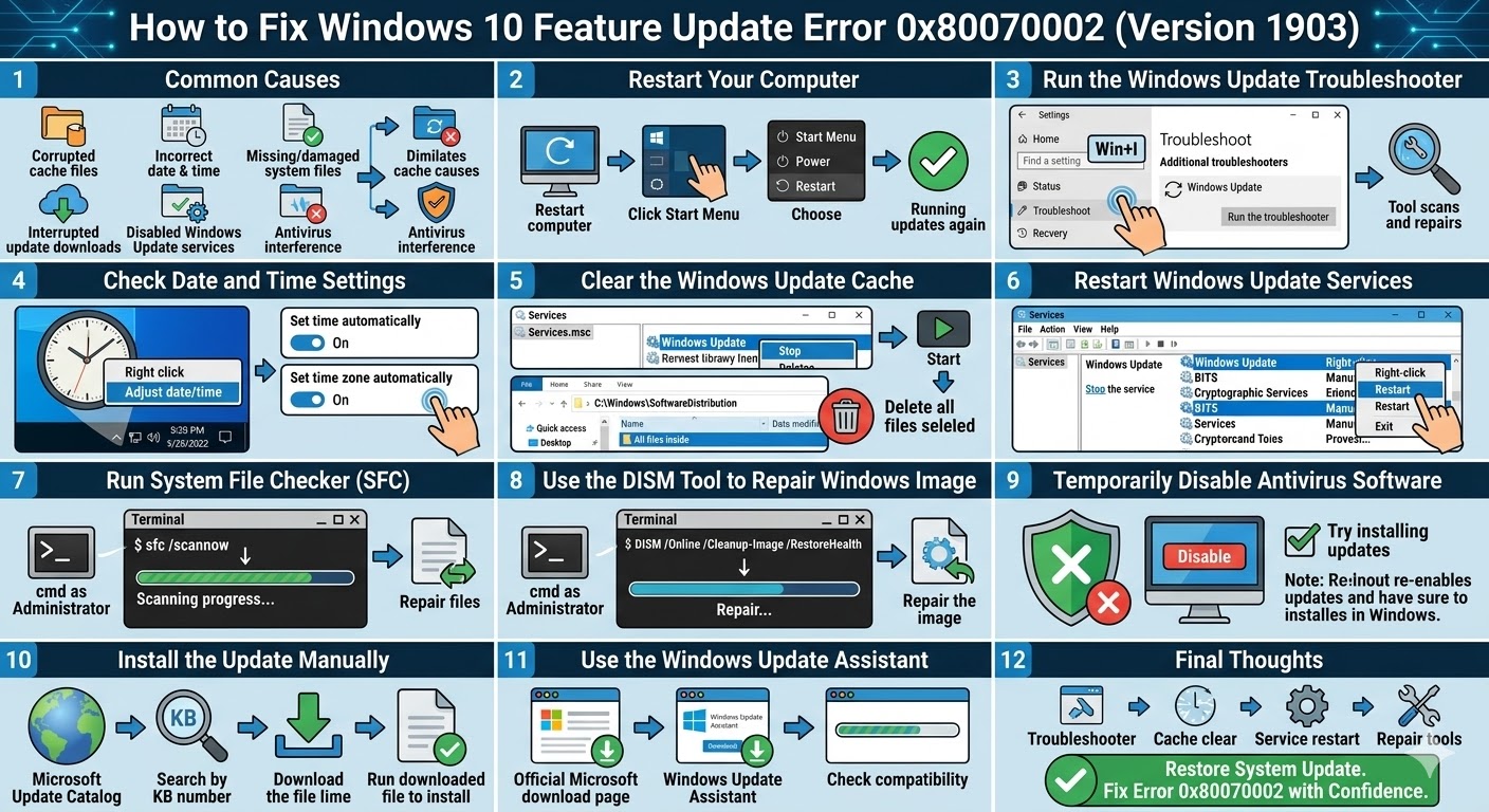 How to Fix Windows 10 Feature Update Error 0x80070002 (Version 1903) 4 Error 0x80070002