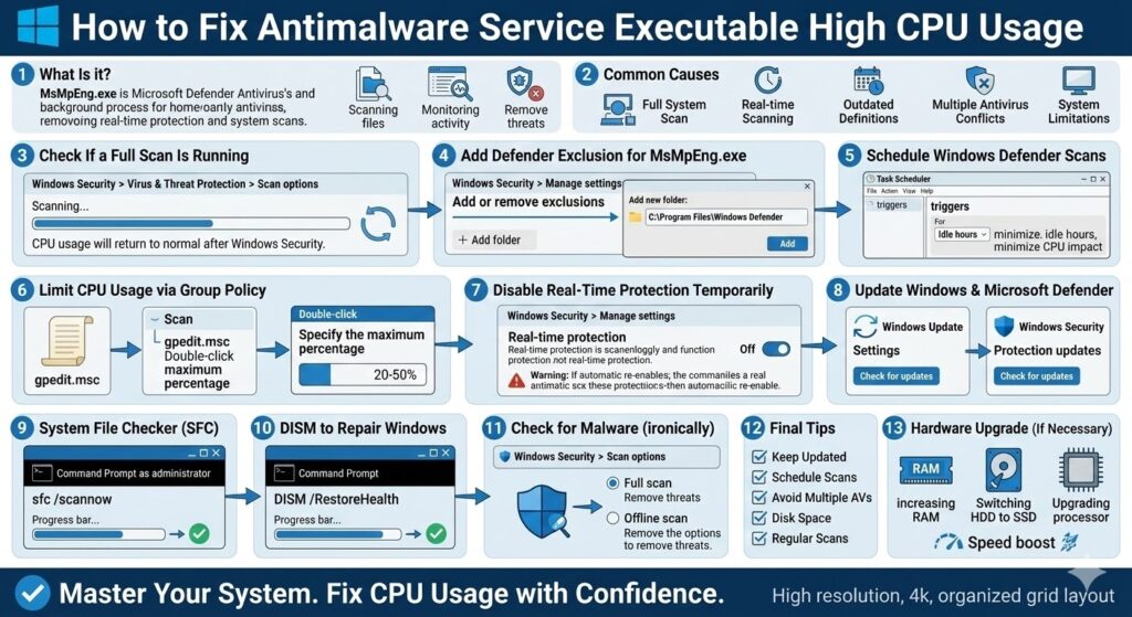 How to Fix Antimalware Service Executable High CPU Usage in Windows – 2026