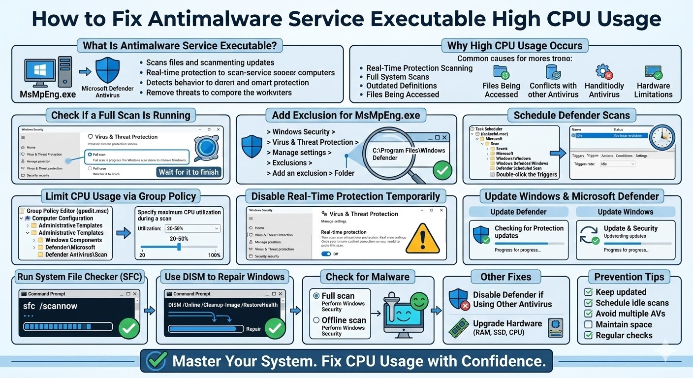 How to Fix Antimalware Service Executable High CPU Usage in Windows - 2026 5 Fix Antimalware Service