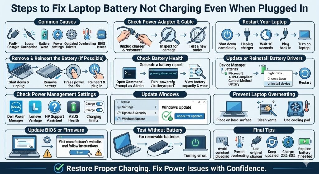 Fix Laptop Battery Not Charging Even When Plugged In – 2026
