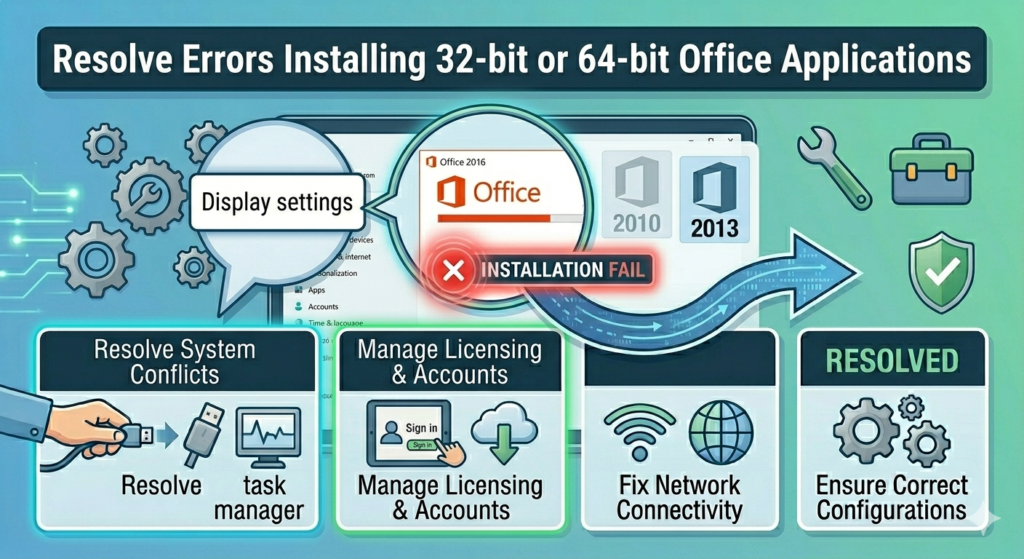Resolve Errors Installing 32-bit or 64-bit Office Applications