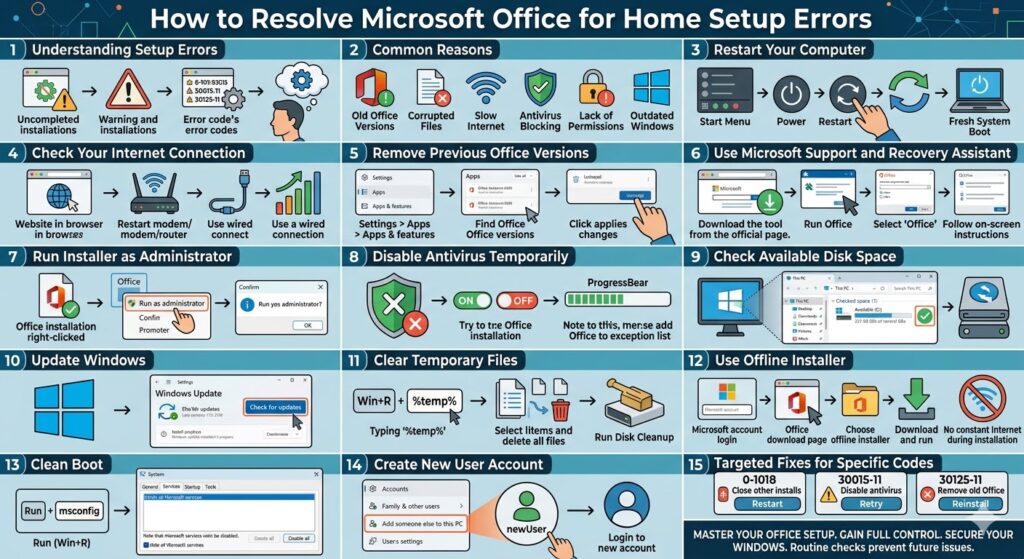 Resolve Microsoft Office for Home Setup Errors – 2026