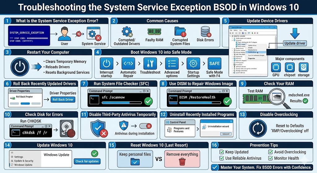 Troubleshooting the System Service Exception BSOD in Windows 10