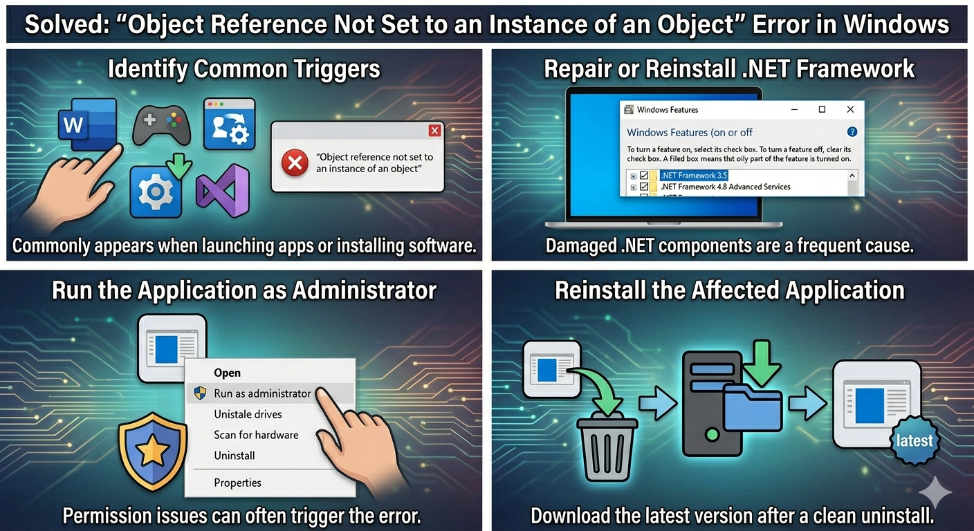 Solved: “Object Reference Not Set to an Instance of an Object” Error in Windows - 2026 4 Object Reference