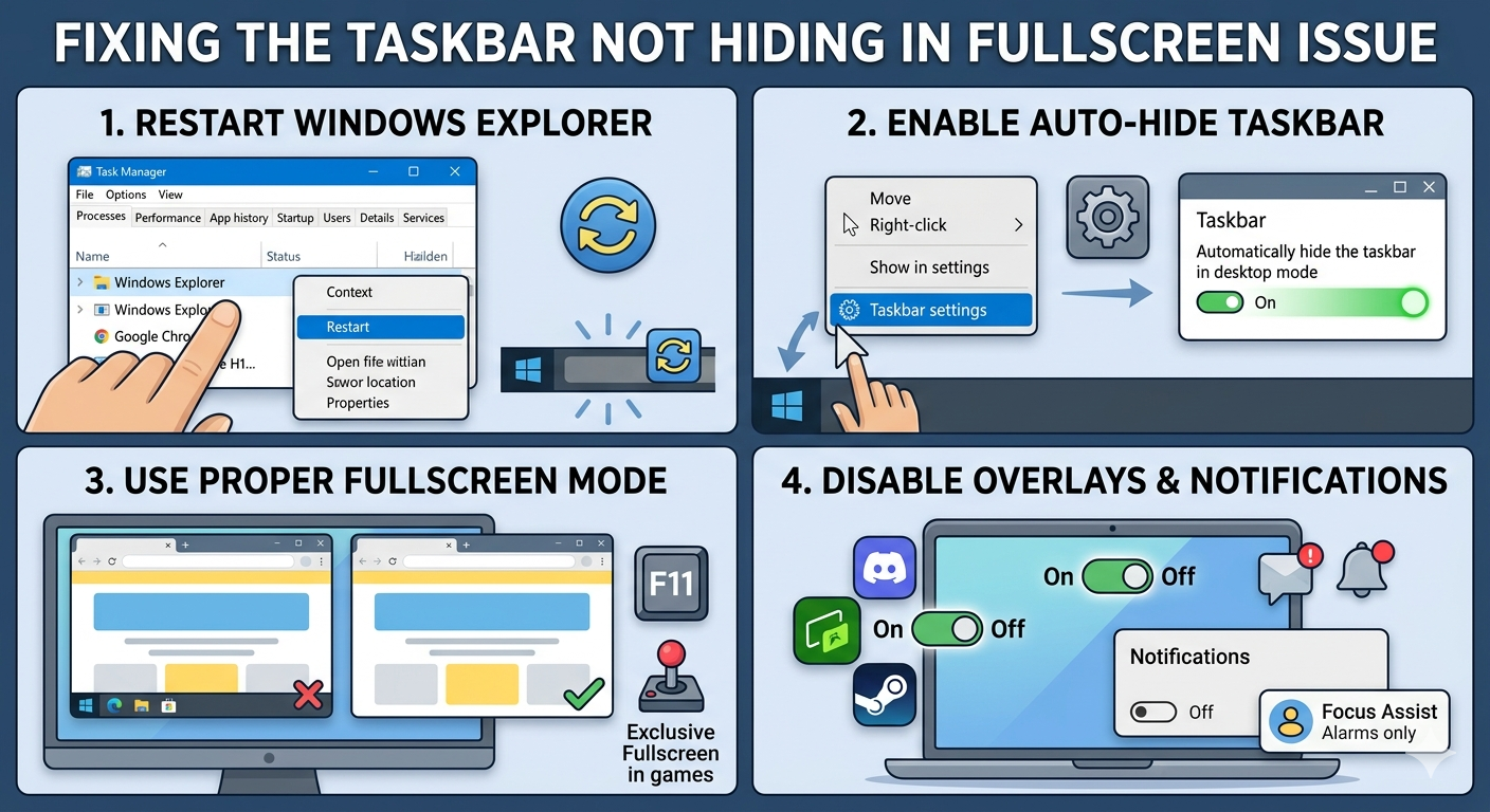 Fixing the Taskbar Not Hiding in Fullscreen Issue - 2026 4 Taskbar Not Hiding