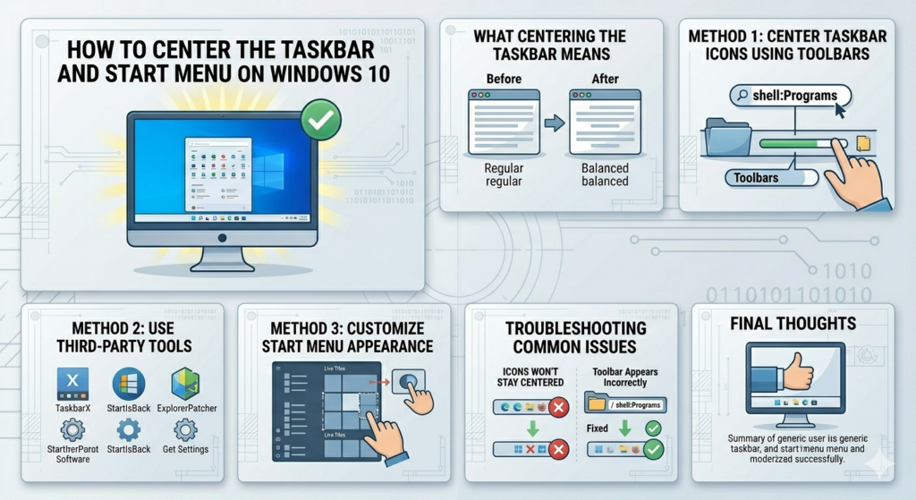 Steps to Center the Taskbar and Start Menu on Windows 10