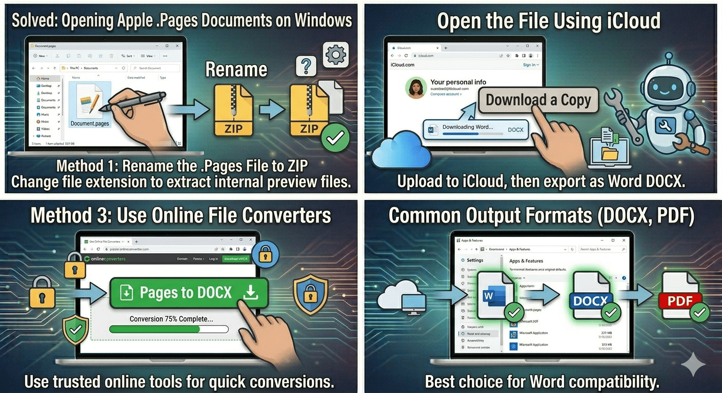 Ways to Open Apple .Pages Documents in Microsoft Word and Windows - 2026 4 Pages Documents