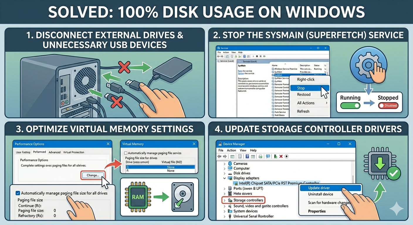 Solved: Task Manager Showing 100% Disk Usage on Windows 5