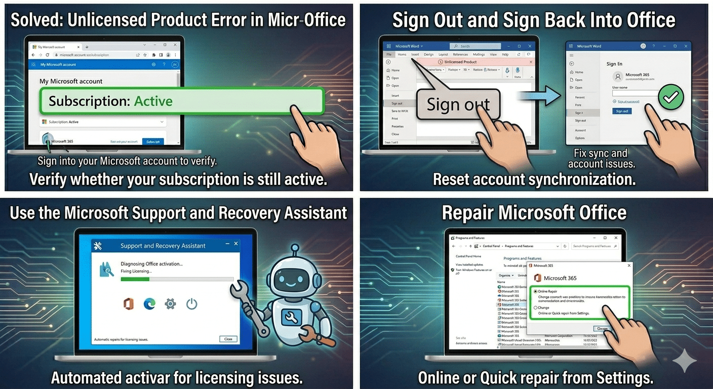 Solved: Unlicensed Product Error in Microsoft Office - 2026 4 Unlicensed Product Error