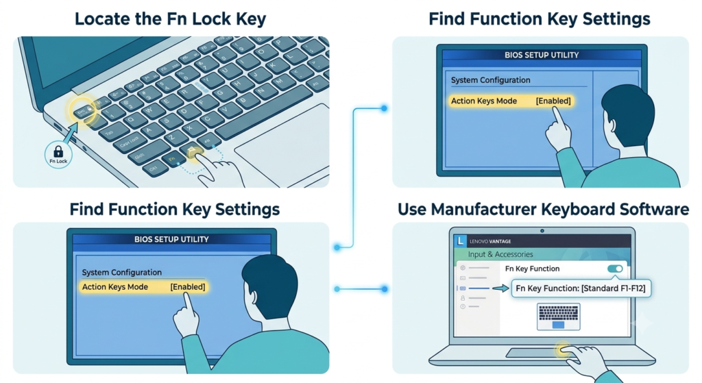 How to Use Function Keys Without the Fn Key in Windows 10