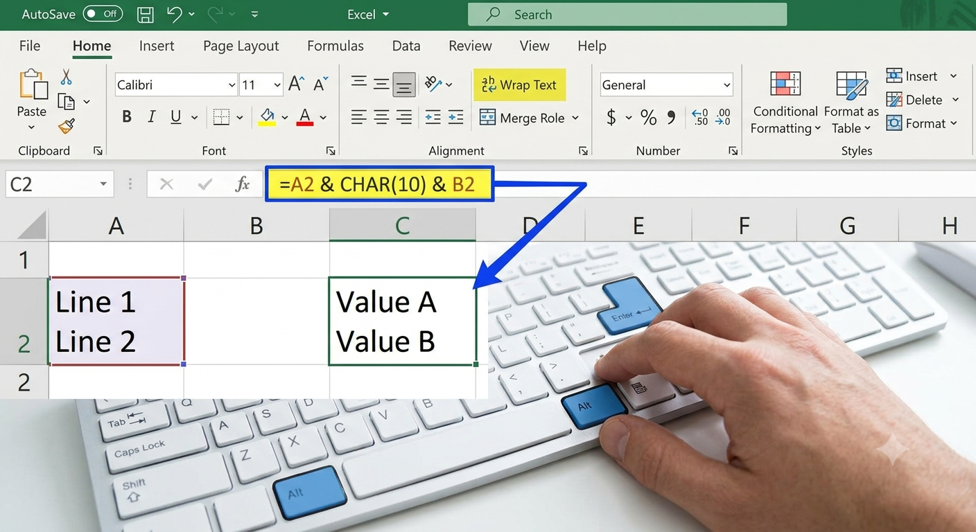 How to Add Multiple Lines in One Excel Cell - 2026 6 Gemini Generated Image utj3wzutj3wzutj3 1