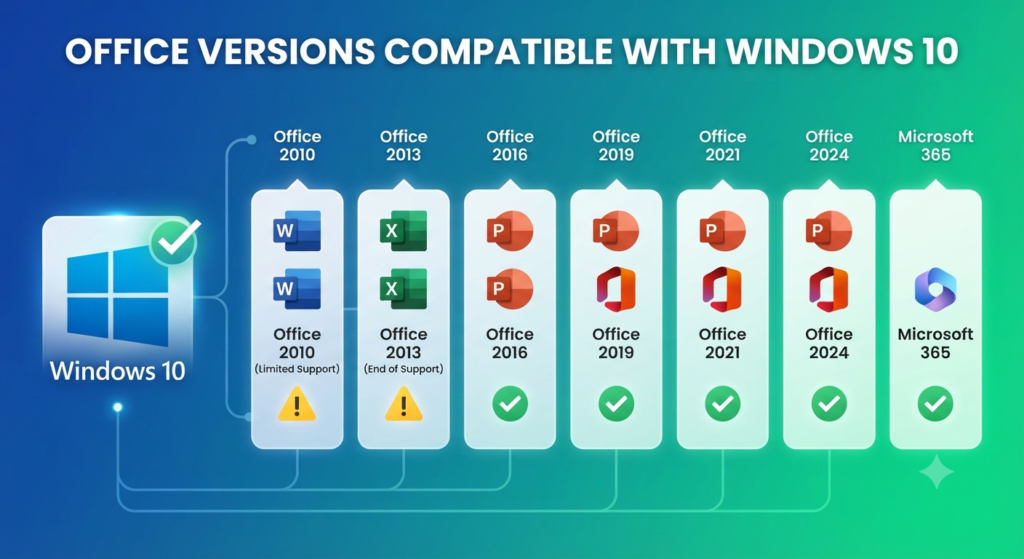 What Versions of Microsoft Office Support Windows 10?