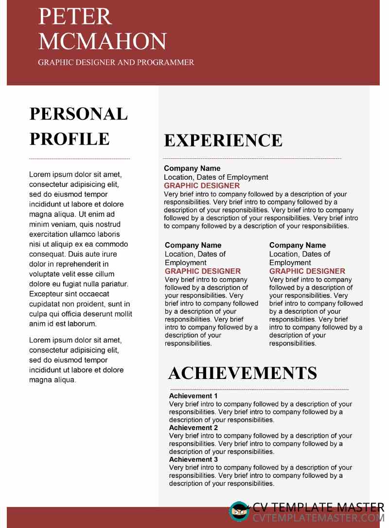 Contemporary Resume Templates 2025 – Free Downloads 9 Modern CV Templates3