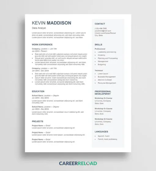 Contemporary Resume Templates 2025 – Free Downloads 11 Modern CV Templates5