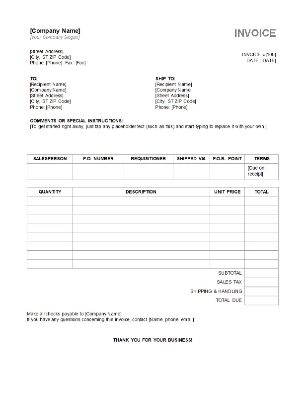 Crafting Professional Invoices with Microsoft Office: A Detailed Tutorial - 2024 7 Professional Invoice2
