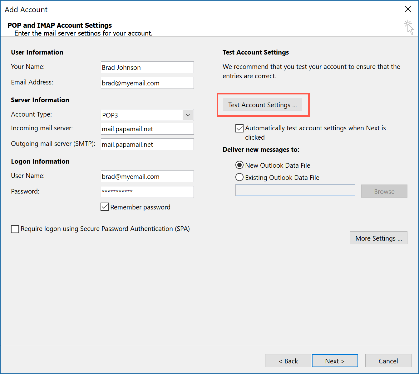 Configure an Email Account in Outlook - 2024 16 Configure an Email Account7