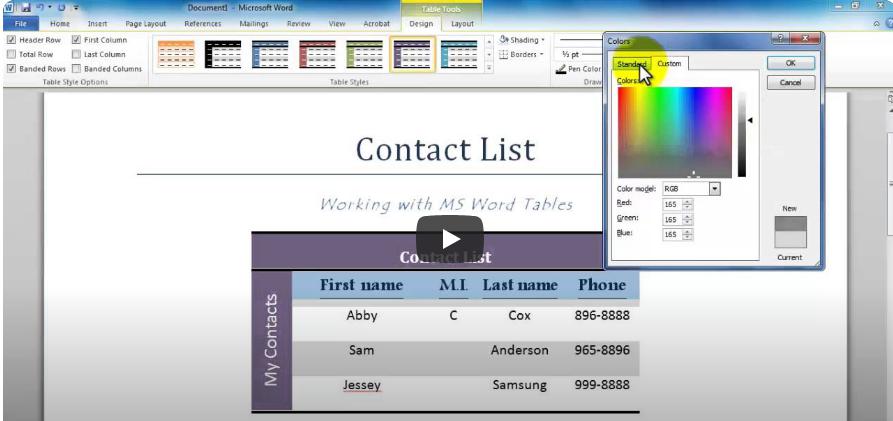 How to Insert and Modify a Table in Microsoft Word - 2025 8 Modify a Table3