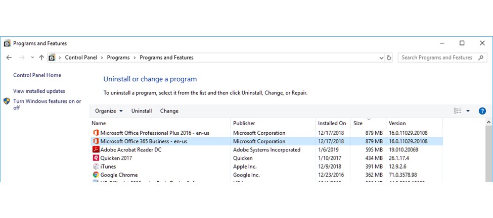 How to Remove Office via the Windows Control Panel - 2025 10 Remove Office via3