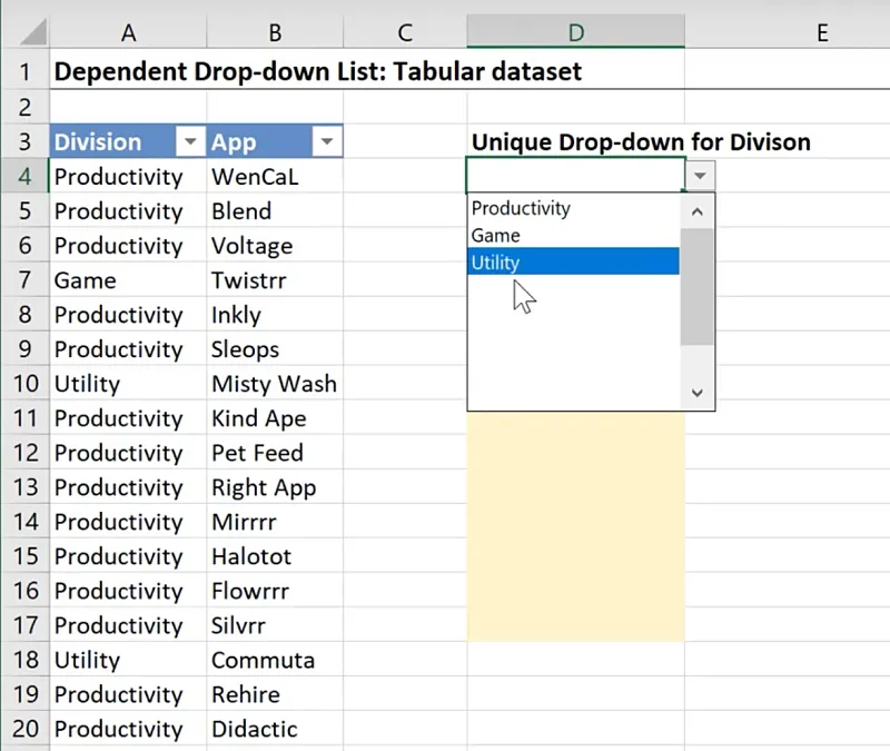 Understanding and Using the UNIQUE Function in Excel - 2025 11 UNIQUE Function5