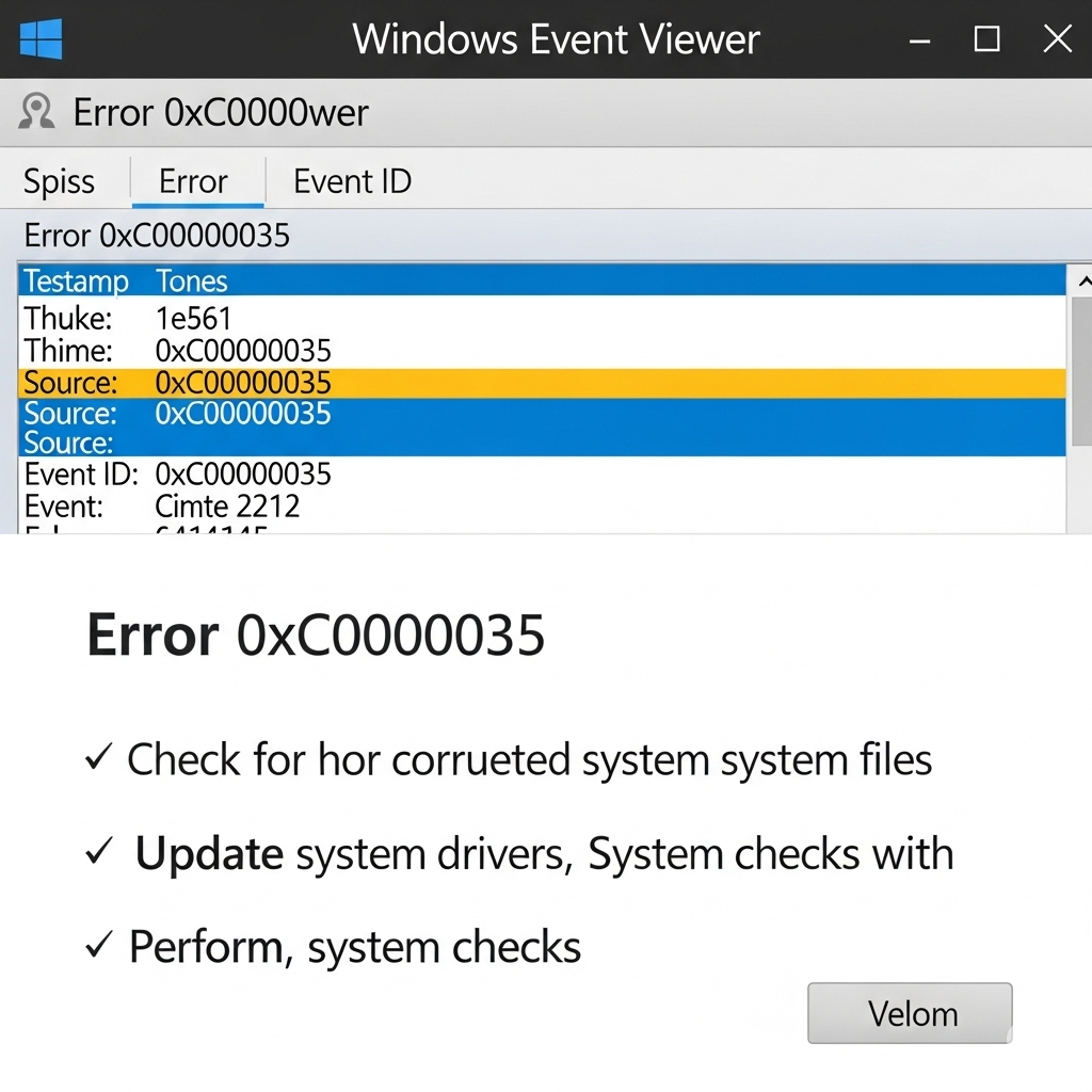 Troubleshooting Error 0xC0000035 in Windows Event Viewer 13 Error 0xC0000035
