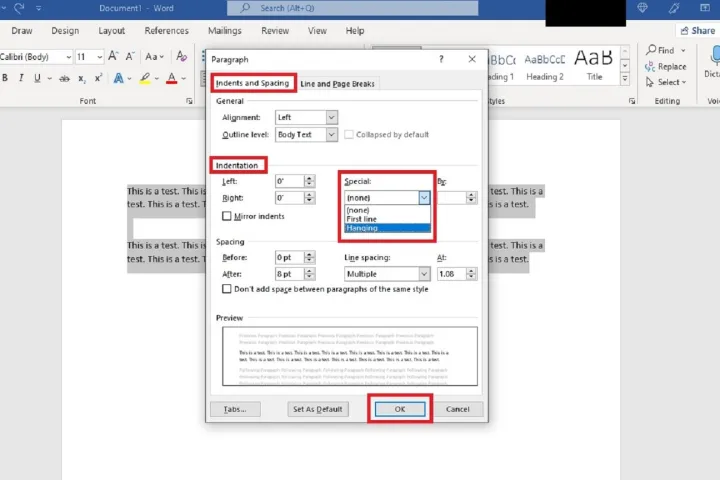 How to Add a Hanging Indent in Word - 2025 6 Add a Hanging Indent