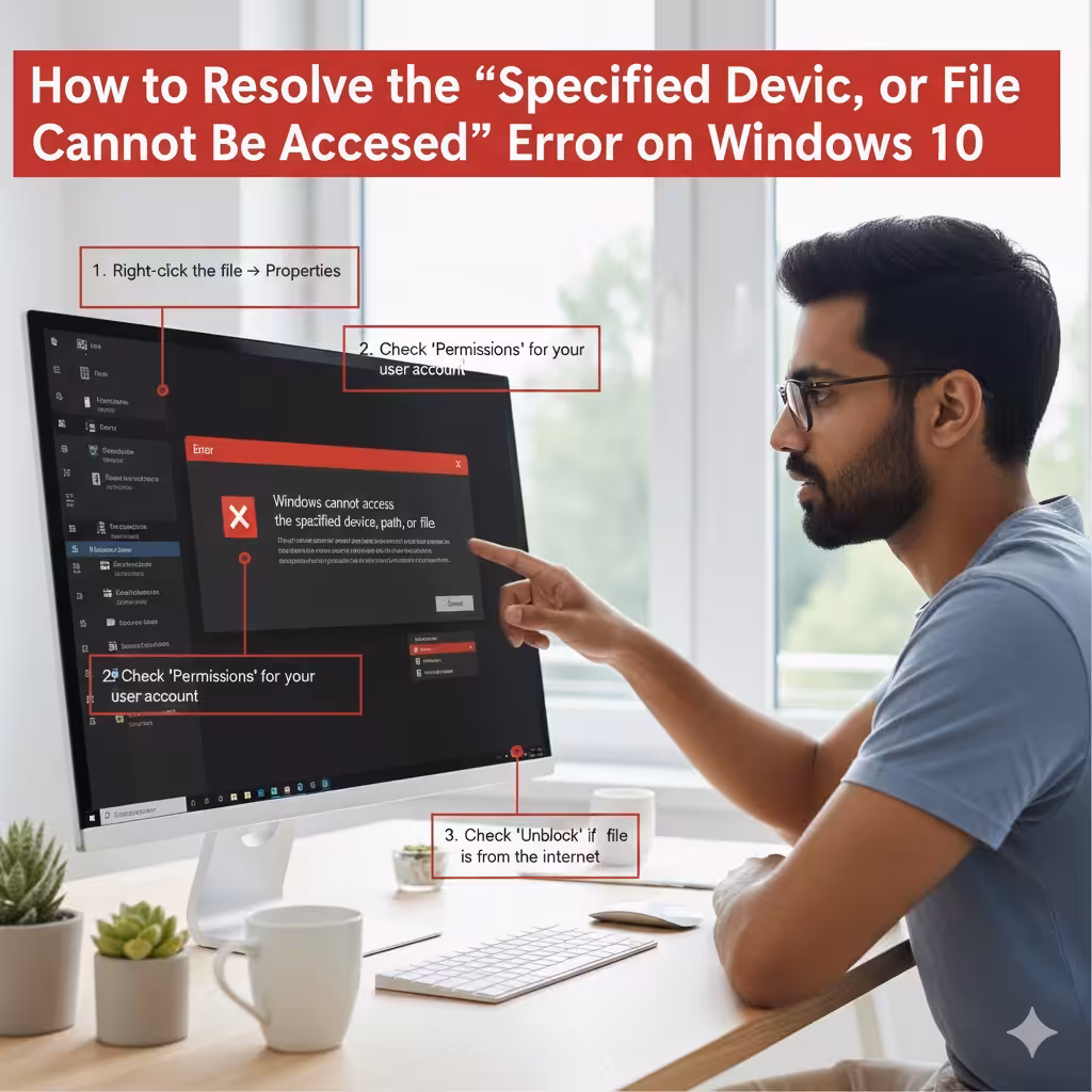 Troubleshooting the “Specified Device, Path, or File Cannot Be Accessed” Error on Windows 10 5 Error on Windows 102