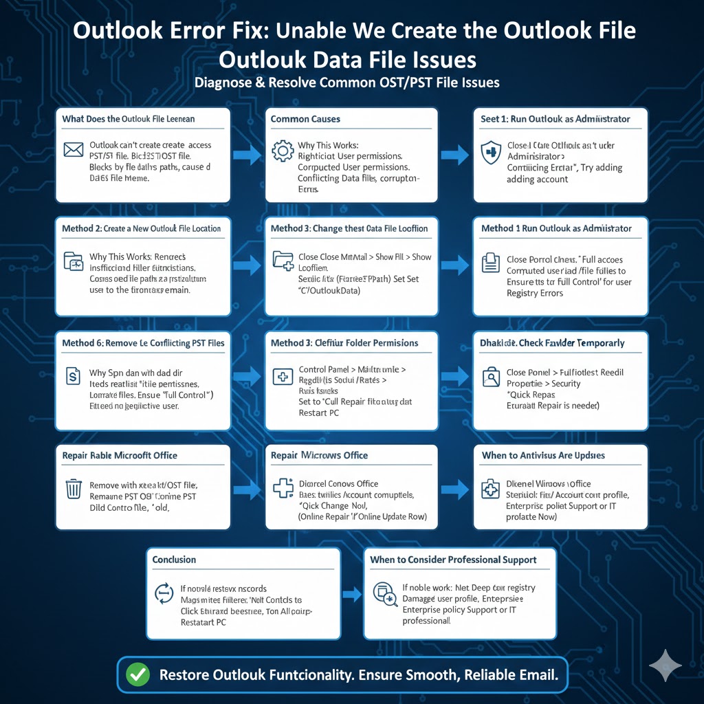 Outlook Error Fix: Unable to Create the Outlook Data File - 2026 5 Create the Outlook Data File2