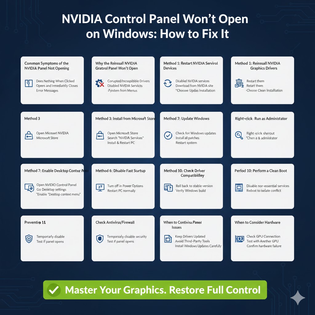 NVIDIA Control Panel Won’t Open on Windows: How to Fix It - 2026 5 NVIDIA Control Panel2